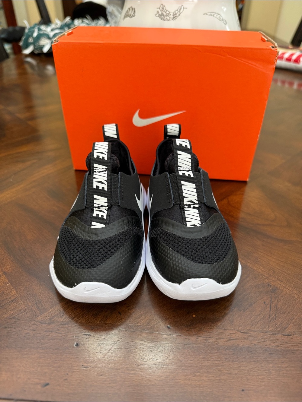 Nike Kids Black and White Slip-On Athletic Sneakers